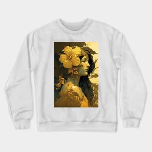 Hawaiian Woman With Yellow Hibiscus Crewneck Sweatshirt